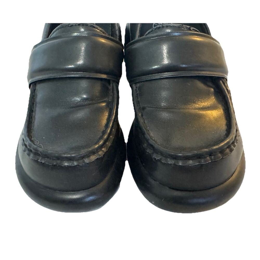 T.U.K. Anarchic Black Bubble Loafers Chunky Platform Slip On Shoes Sculpted Heel - Picture 4 of 9